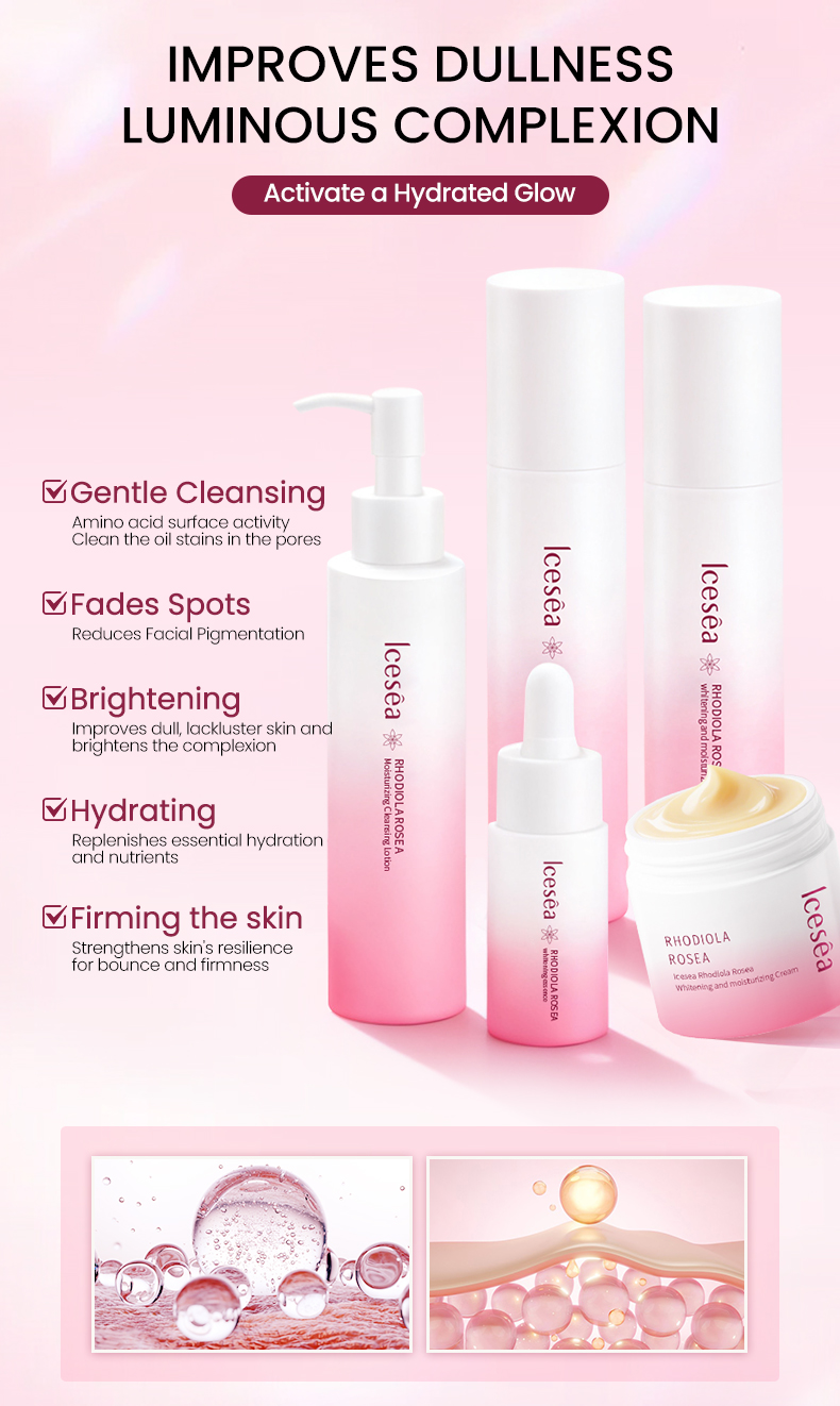 Rhodiola Root Whitening Luxurious Facial Set-Deep Cleansing Even Skin Tone Reduce Blemishes-5 Steps Routine for All Skin Types(pic2)