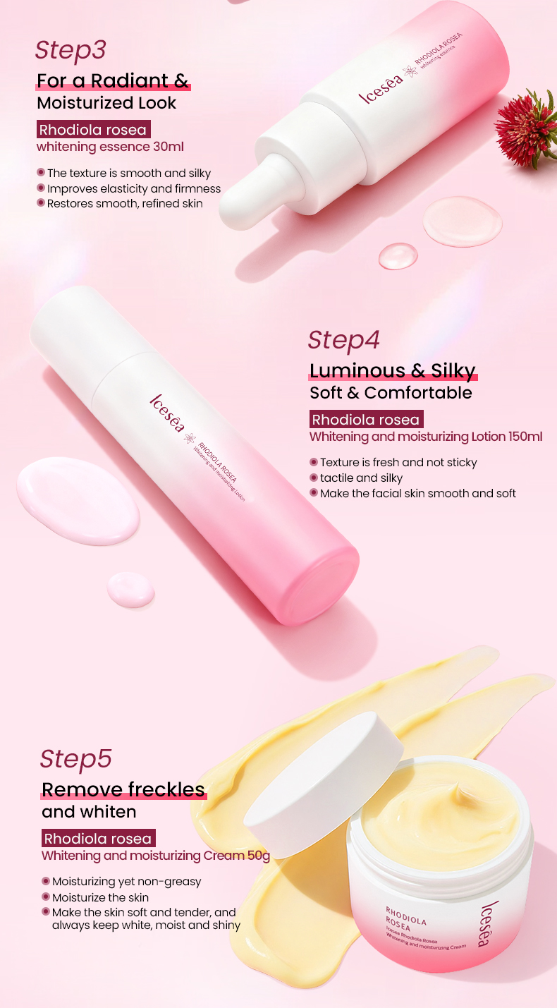 Rhodiola Root Whitening Luxurious Facial Set-Deep Cleansing Even Skin Tone Reduce Blemishes-5 Steps Routine for All Skin Types(pic8)