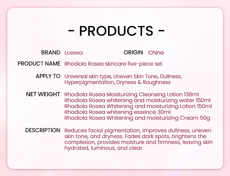 Rhodiola Root Whitening Luxurious Facial Set-Deep Cleansing Even Skin Tone Reduce Blemishes-5 Steps Routine for All Skin Types(pic10)