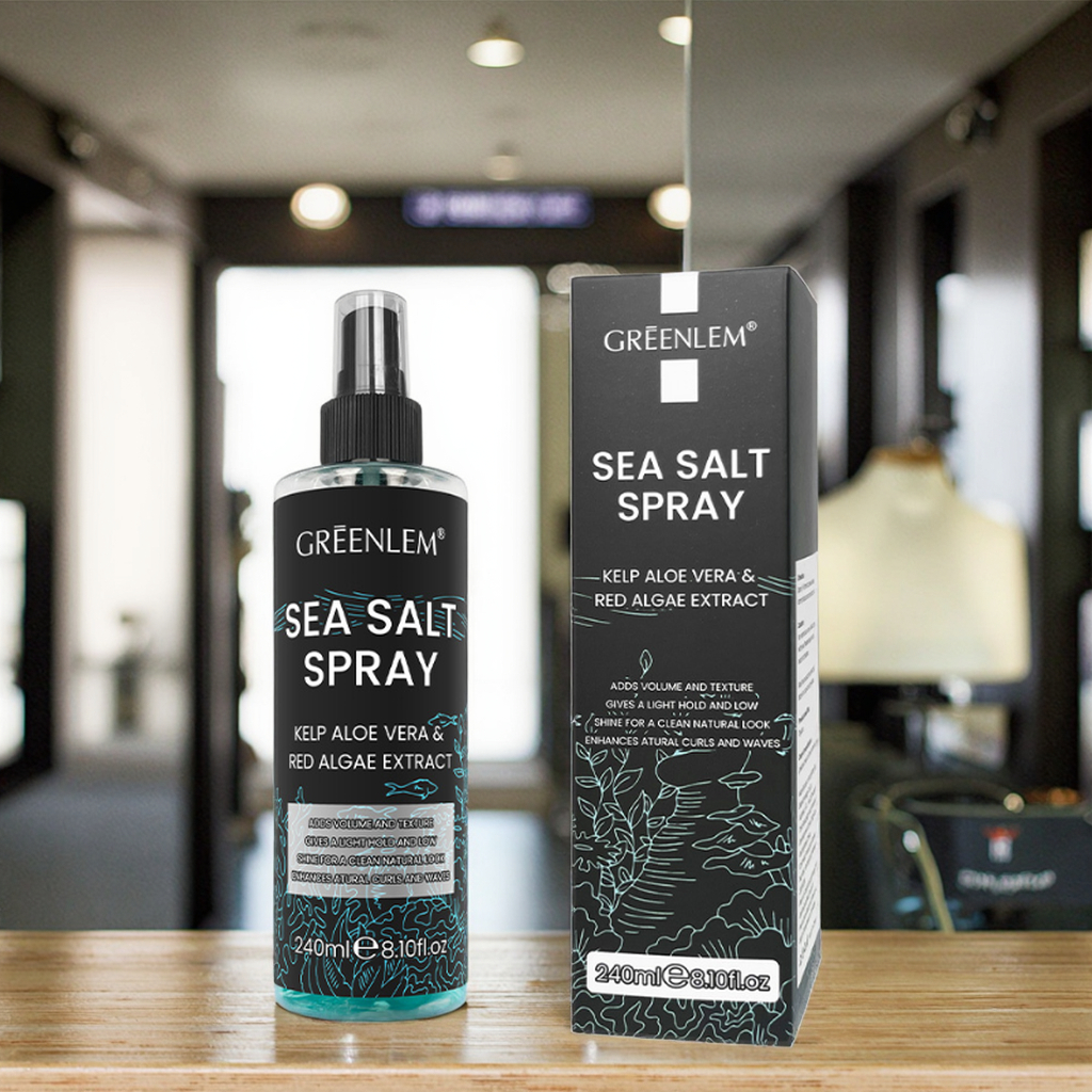 Private Label Mens Herbal Hair Spray Salt Water with Aloe Red Algae Heat Protection for Dry Wavy Hair Enriched Essential Oils(pic3)