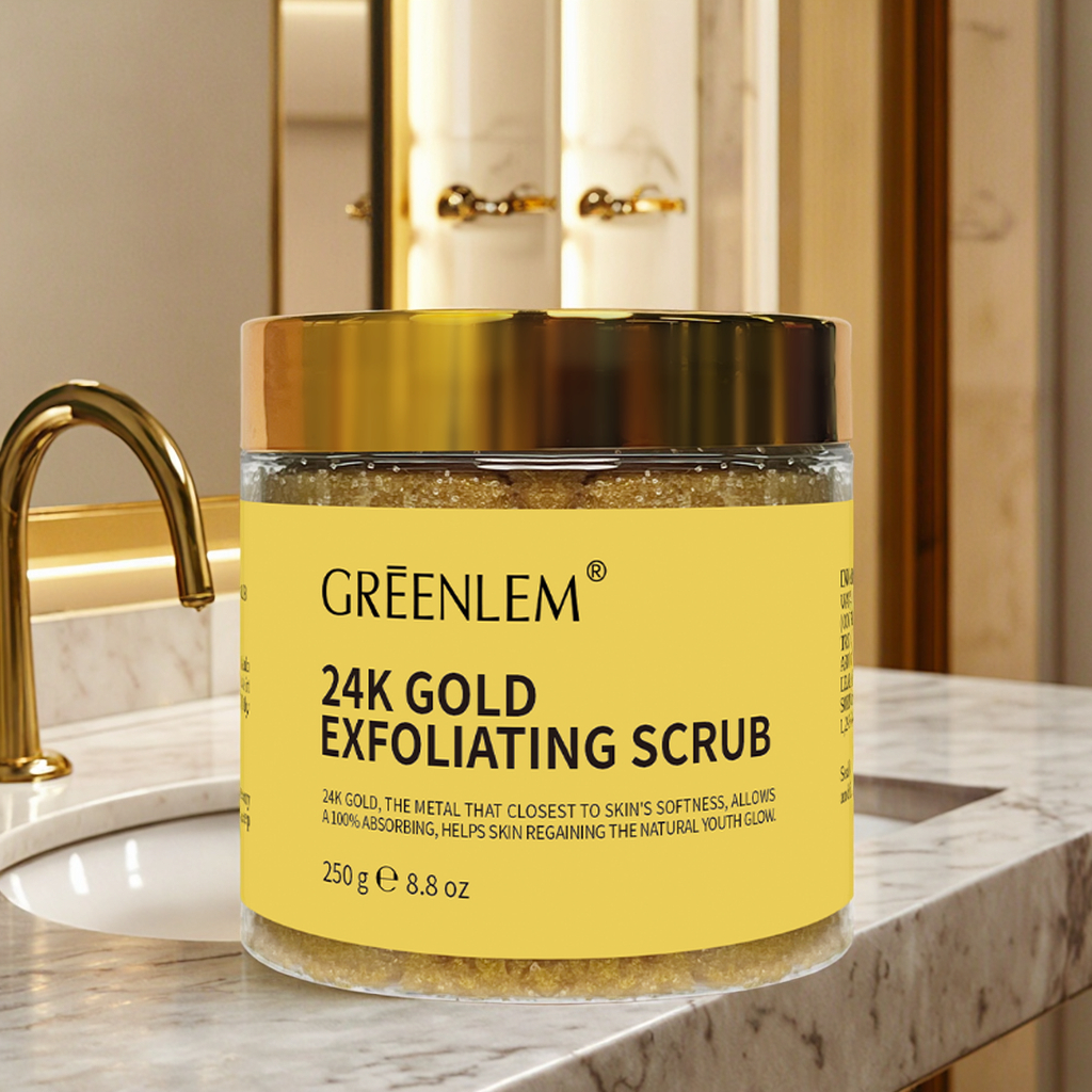 Luxury 24K Gold Face Scrub Exfoliator Vegan Body Scrub with Organic Coconut Oil Anti-Aging Skin Brightening(pic2)