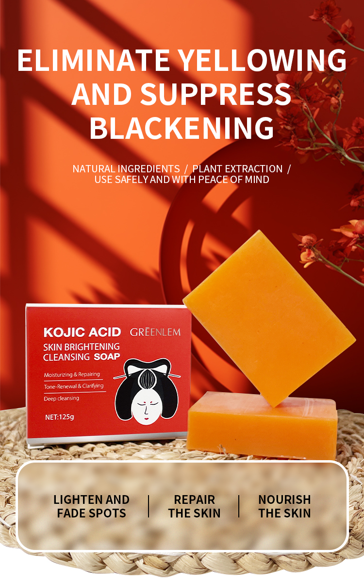 Natural Effective Kojic Acid Soap for Body Face Skin Brightening Exfoliating Bar Evens Skin Tone Fades Dark Spots Acne Marks(pic1)