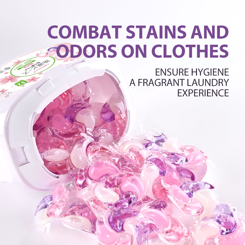 Natural 4 in 1 Cherry Blossom Laundry CapsulesWashing Pods Private Label Soap Liquid DetergentBox Pack(pic4)