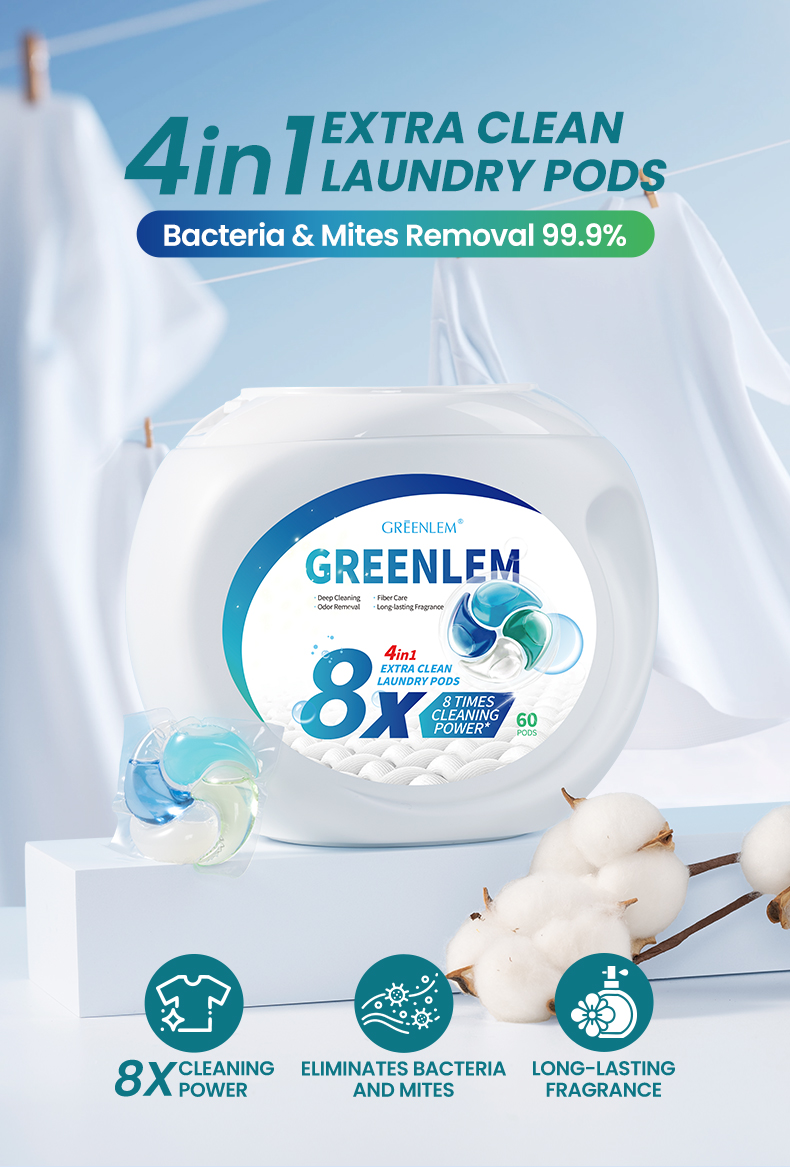 Wholesale 4-in-1 Eco-Friendly Laundry CapsulesDisposable Washing Pods with Long-LastingPerfume and Apparel Scent Boosters(pic1)