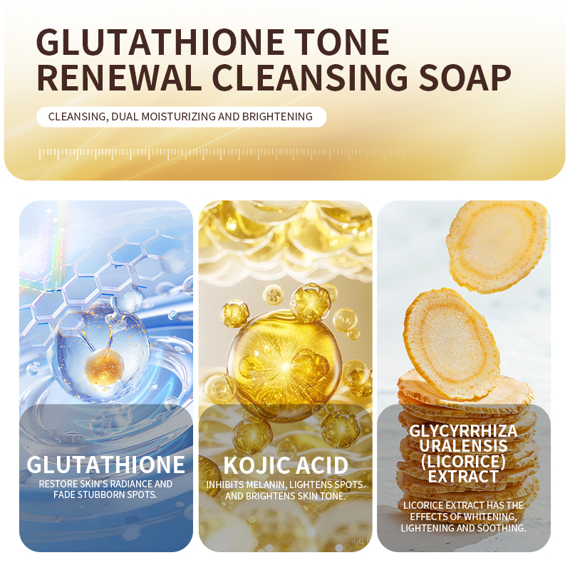 GreenLem Hot Selling Soap Glutathione Soap Bar Original Whitening Brightening Vitamin C Body Wash Turmeric Acid Soap(pic4)