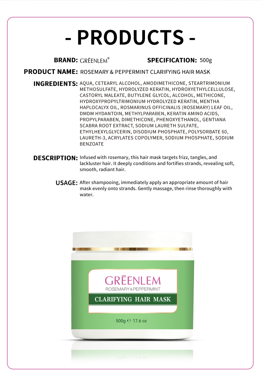 GreenLem ROSEMARY&PEPPERMINT CLARIFYING HAIR MASK(pic6)