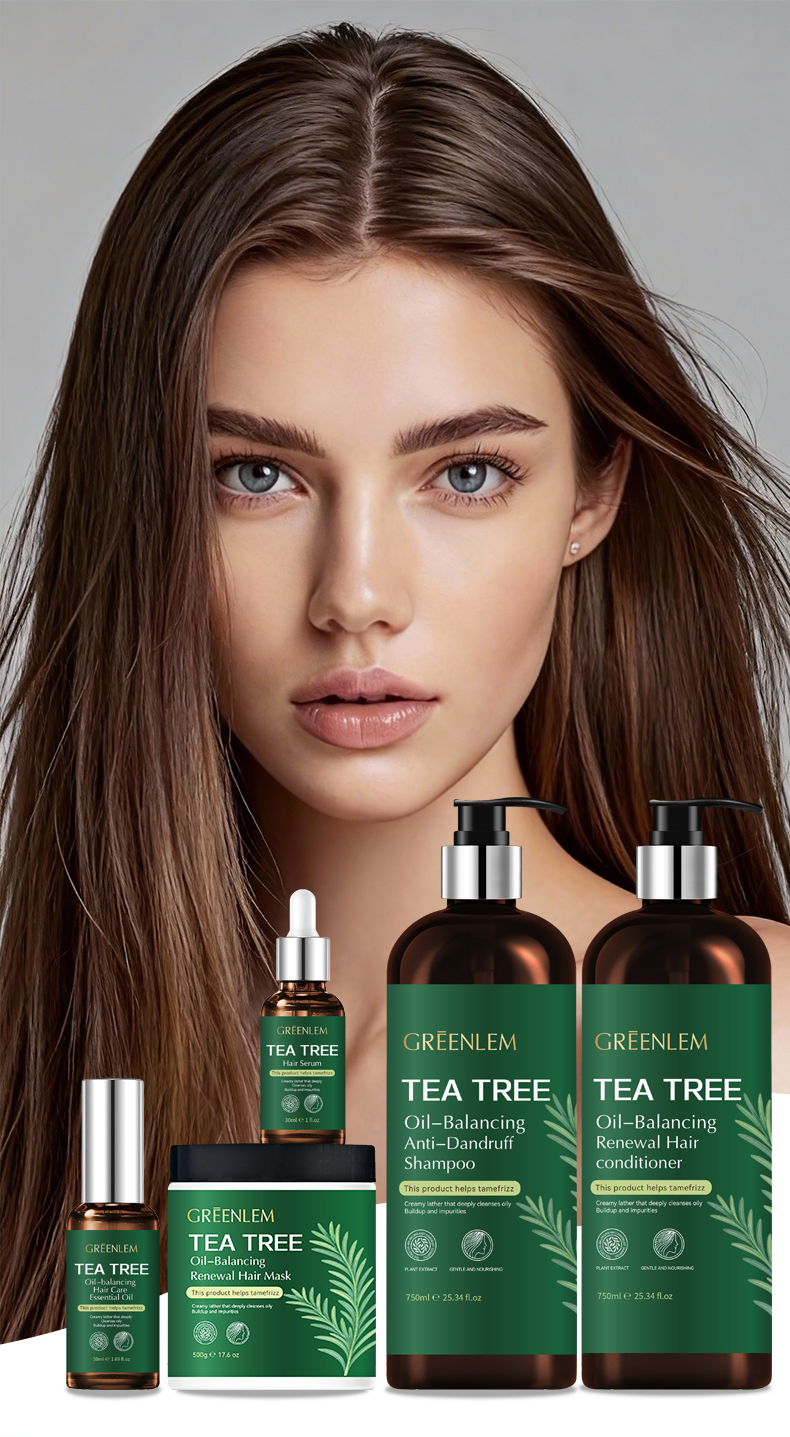 GreenLem Tea Tree Smoothing Cream Shampoo & Conditioner Hair Care Set With Hair Mask Hair Oil(pic1)