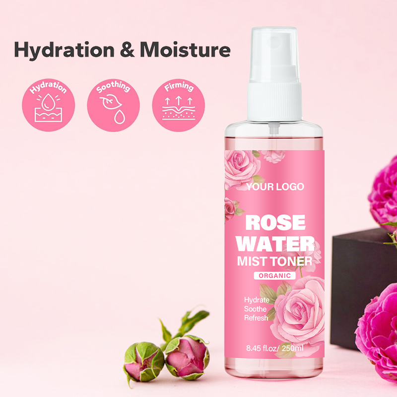 Wholesale 100% Organic All-in-one Rose Water Spray Facial Moisturizer for Dry and Frizzy Hair(pic3)