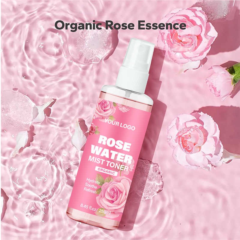 Wholesale 100% Organic All-in-one Rose Water Spray Facial Moisturizer for Dry and Frizzy Hair(pic5)