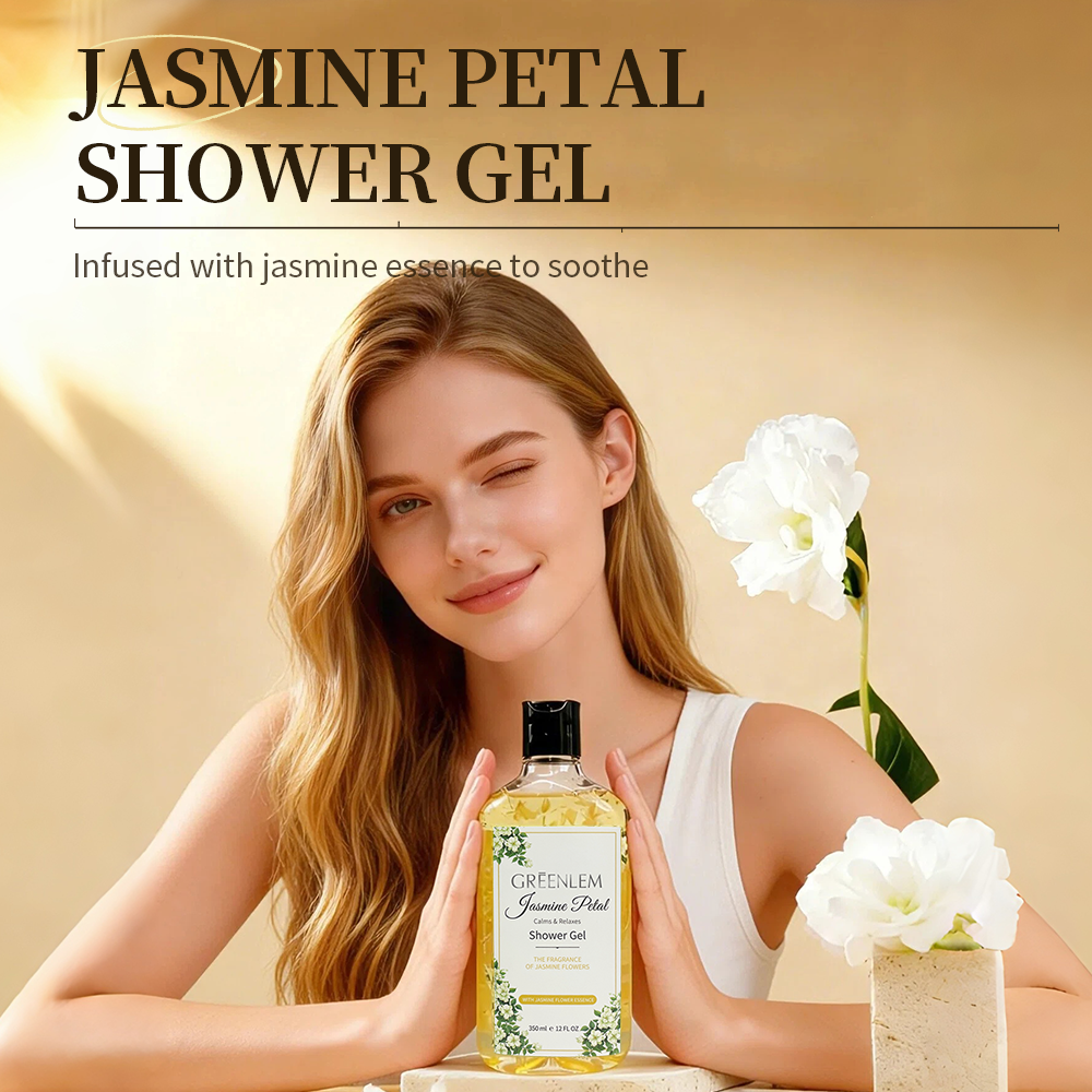 GreenLem Hot Selling Organic Jasmine Body Care Lightening Moisturizing Body Wash Flower Shower Gel(pic1)