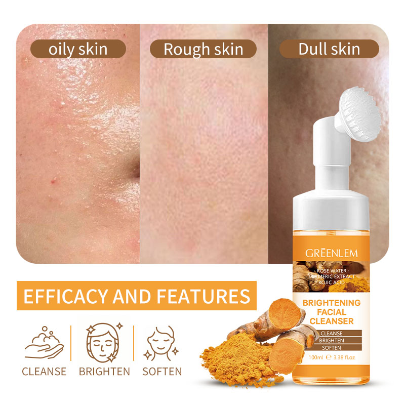 GreenLem 2026 New Arrival Turmeric Facial Cleanser Foam Cleansing Brush Deep Cleansing Moisturizing Oil Control(pic2)