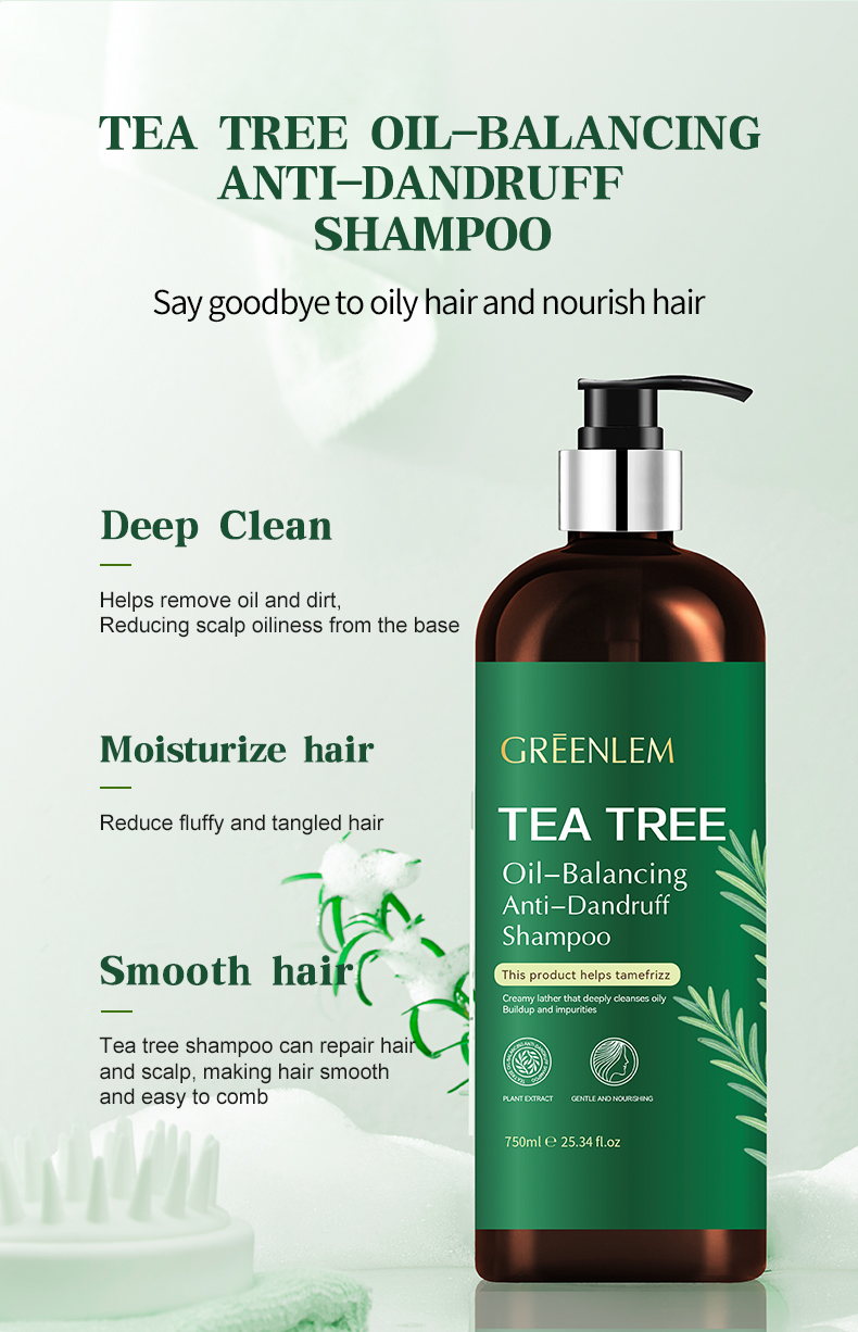GreenLem Tea Tree Oil Anti-Dandruff Shampoo All Hair Types Cream Formula Damaged Hydrating Nourishing(pic4)