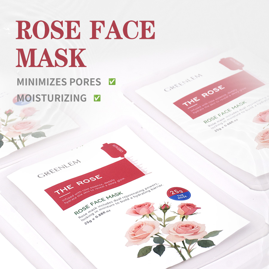 GreenLem Beauty Rose Facial Masque Peel Sheet Lightening Facial for Combination Skin Moisturizing Face(pic1)