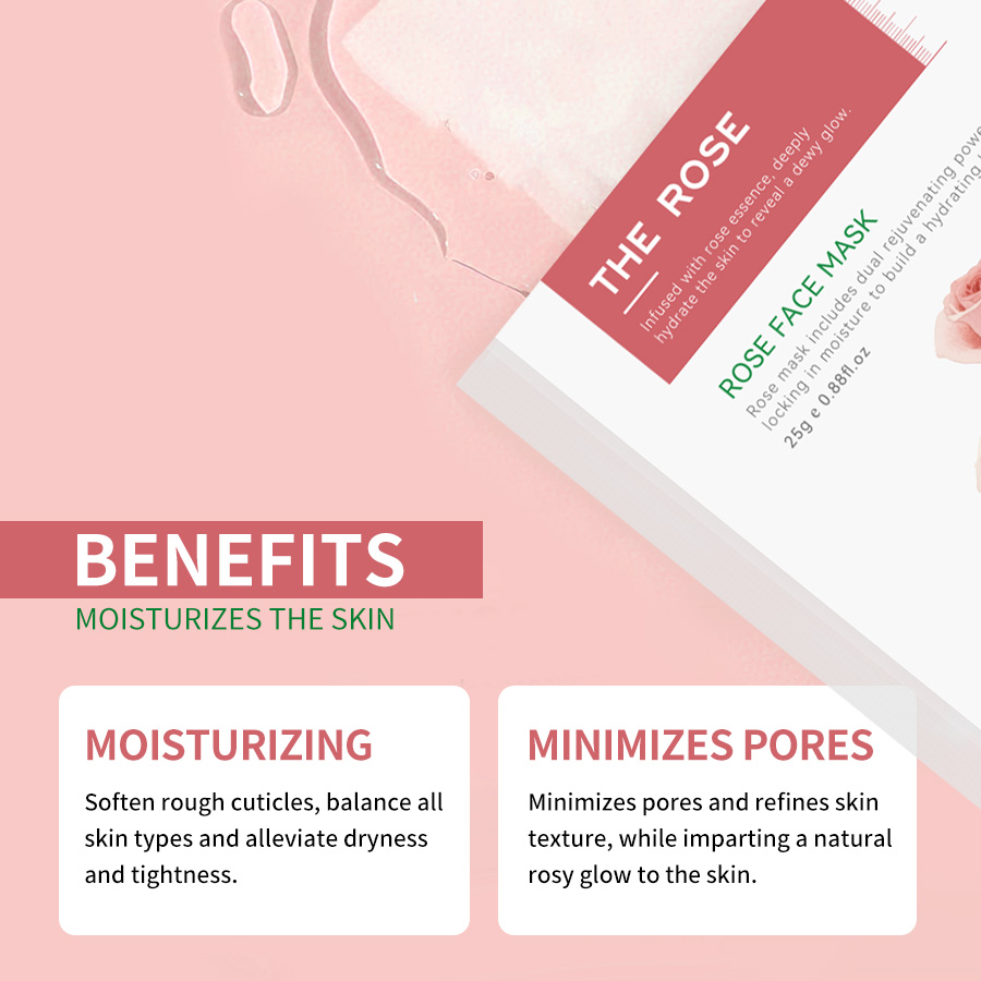 GreenLem Beauty Rose Facial Masque Peel Sheet Lightening Facial for Combination Skin Moisturizing Face(pic3)