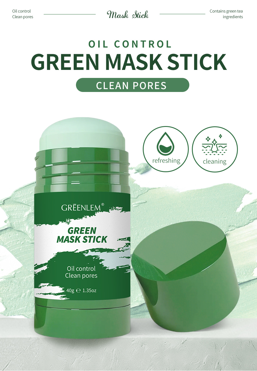 GreenLem OEM ODM Green Tea Face Mask Stick Oil Control Lightening & Nourishing Formula for Female(pic1)