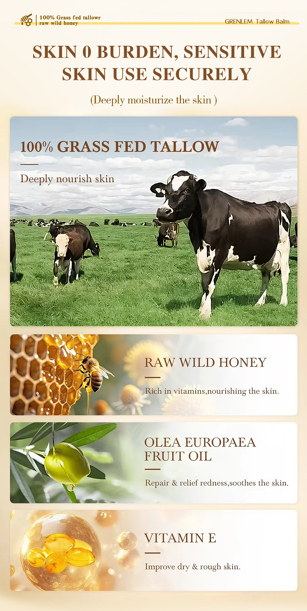 Greenlem TALLOW BALM Natural Beef Fat,Gently Nourishing(pic3)