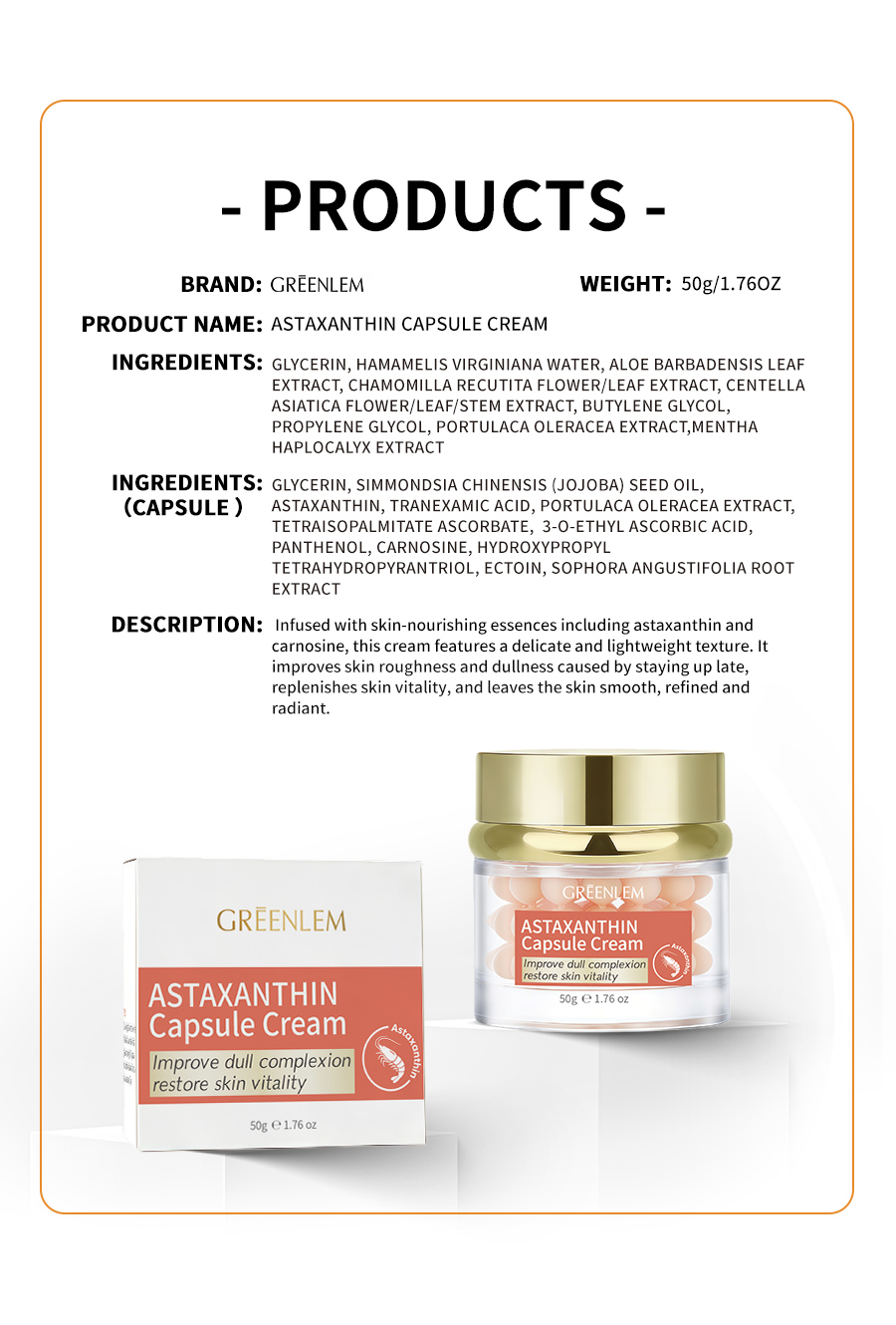 Greenlem Astaxanthin Improve Rough and Dull SkinCapsule Cream(pic5) Greenlem Astaxanthin Improve Rough and Dull SkinCapsule Cream(pic5)