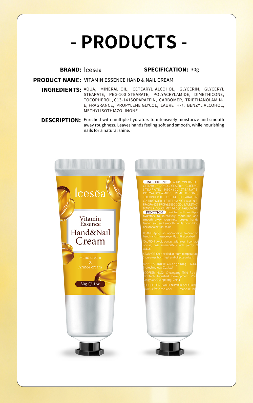 Icesea Vitamin-Enriched Hand & Nail Cream with Deep Moisturizing Essence for Dry Cracked Skin(pic5)