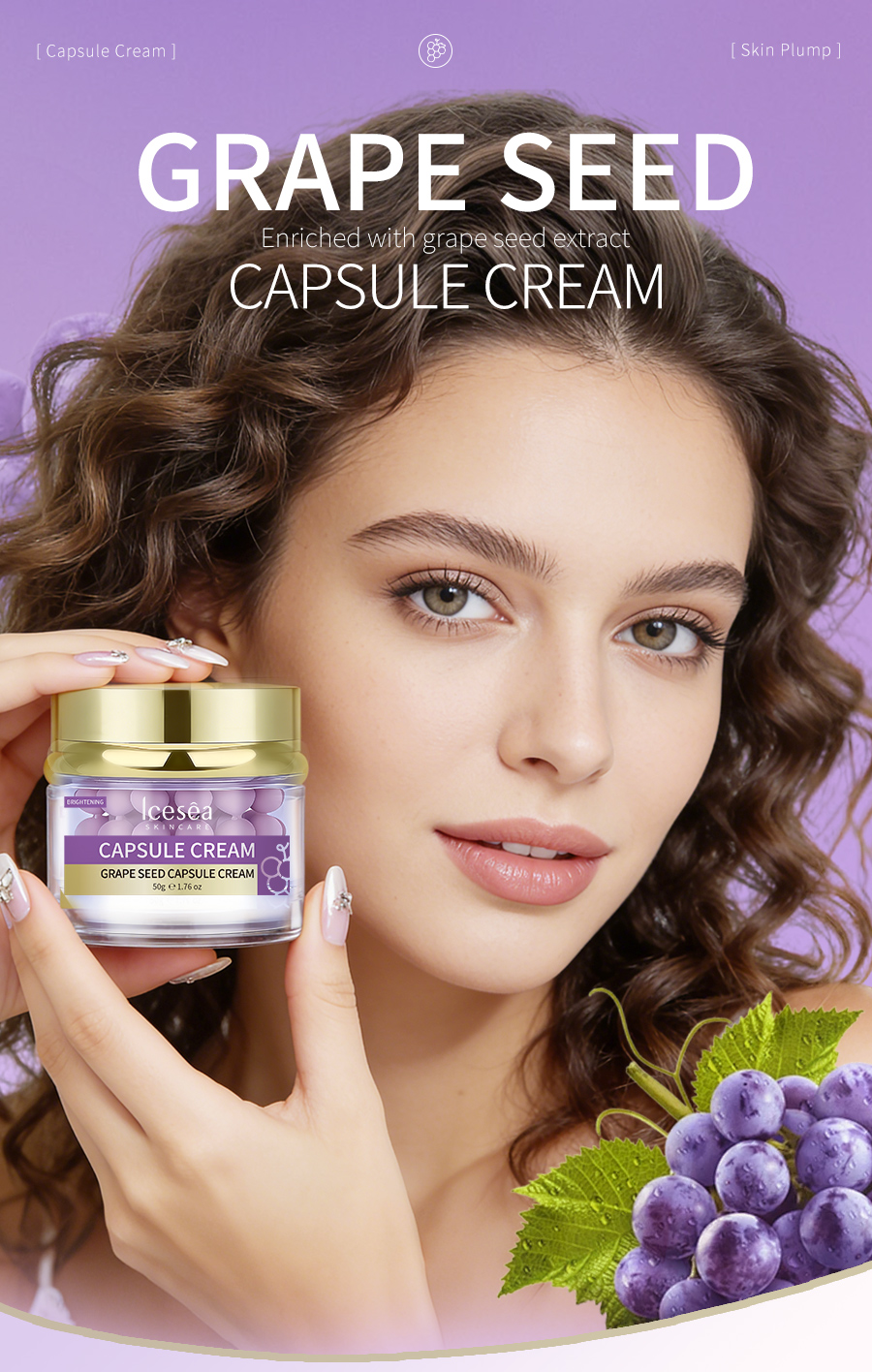 Icesea Grape Seed Capsule Cream-Lightweight Hydrating Face Moisturizer for Smoother Skin and Brighter Complexion(pic1)