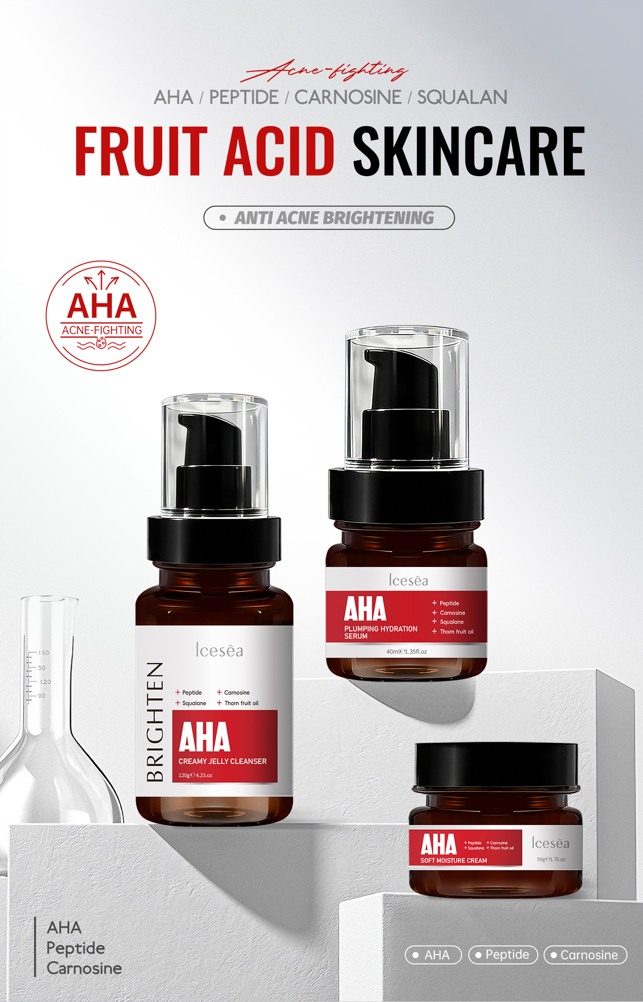 Advanced Squalane Fruit Acid Facial Treatment Set Deep Penetration Enhanced Keratin Metabolism Intense Hydration Skin Repair(pic1)