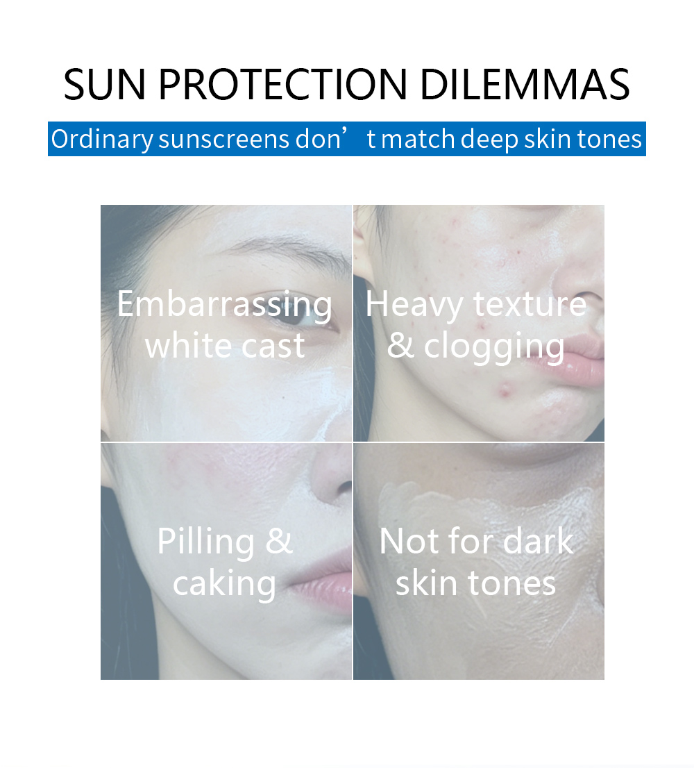OEM SPF 30 PA+++ Sunscreen for Dark Skin No White Cast Anti Dark Spot Hyperpigmentation Gentiana Hyaluronic Acid(pic2)