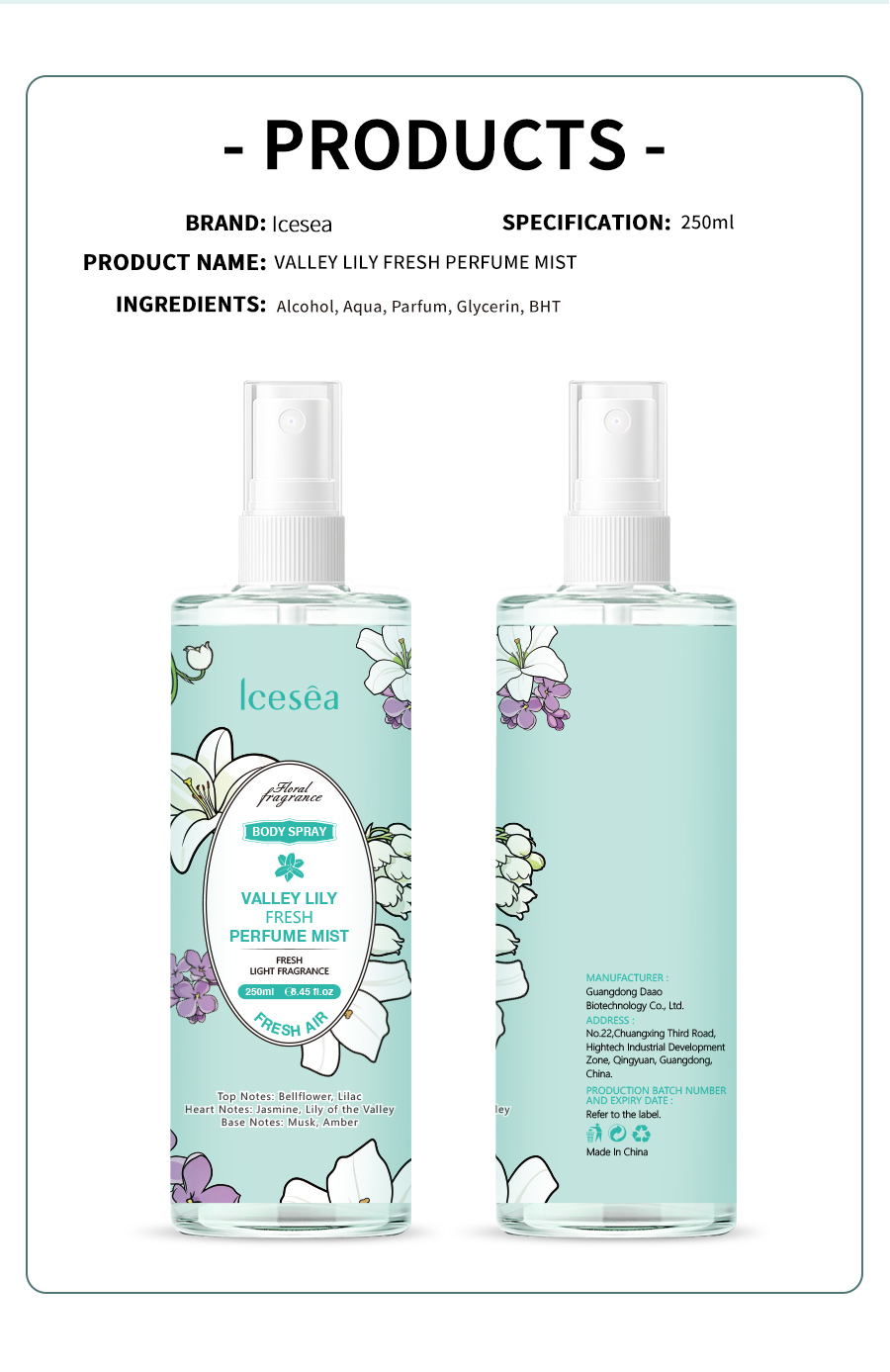 New Fashion Portable Perfume Body Mist Long-lasting Perfume Body Spray VALLEY LILY FRESH PERFUME MIST(pic4)