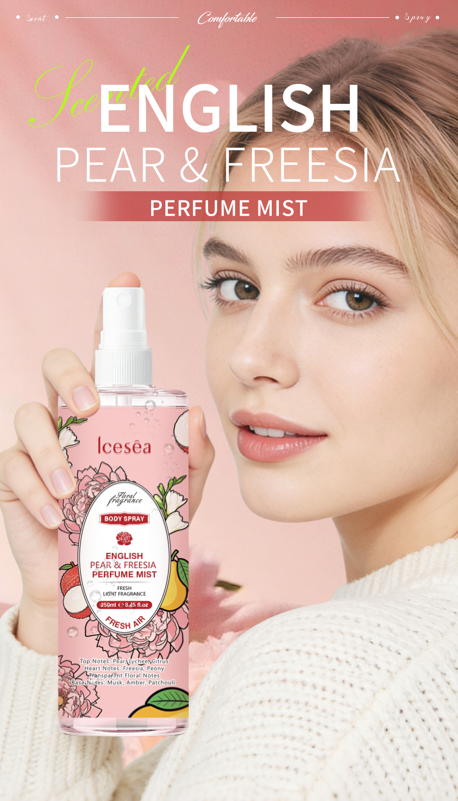 Portable Long Lasting Body Mist English Pear Freesia Perfume Spray(pic1)