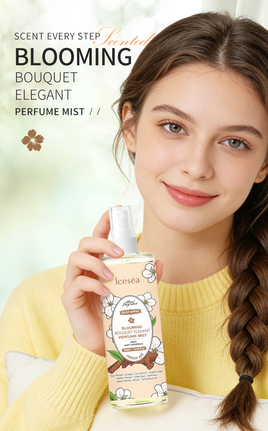 Natural Floral Body Spray, Moisturizing, a Variety of Fragrance Atmosphere, Choose Skin Care Formula OEM/ODM(pic1)