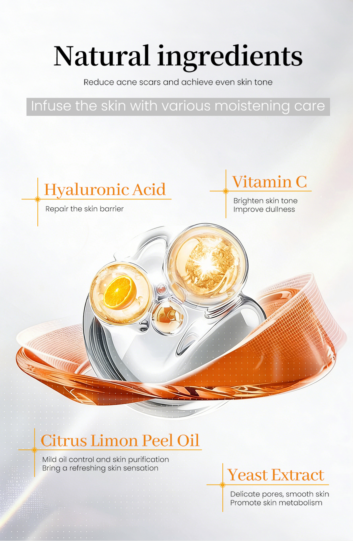 Private Label Vitamin C Skin Care Set 4-in-1 Cleanser Toner Serum Brightening OEM Kit(pic3)