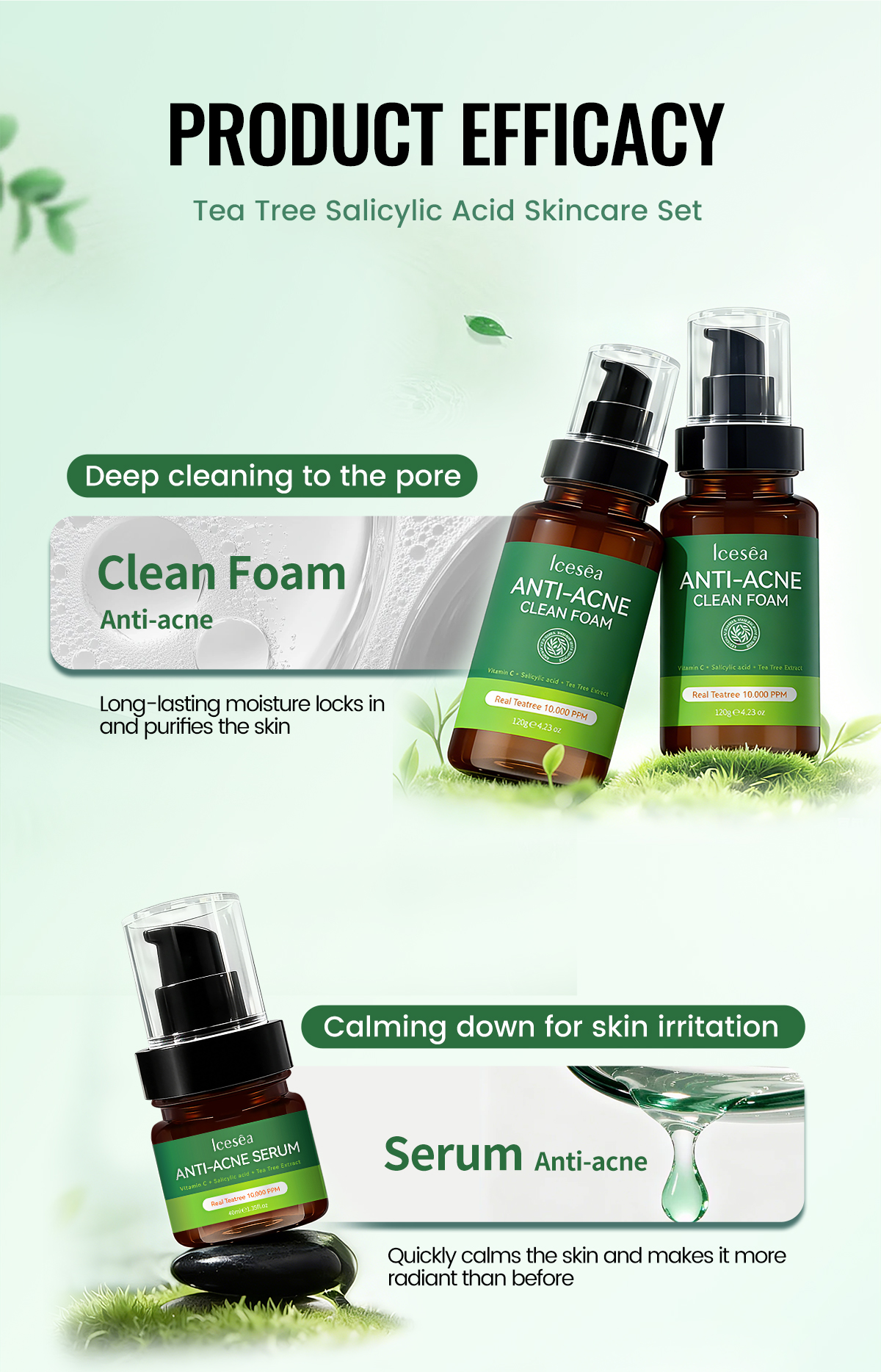 ICESEA Premium Australian Tea Tree Salicylic Acid Acne Care Set Mild Plant-Based Exfoliator Acne Scar Remover Serum Collection(pic5)