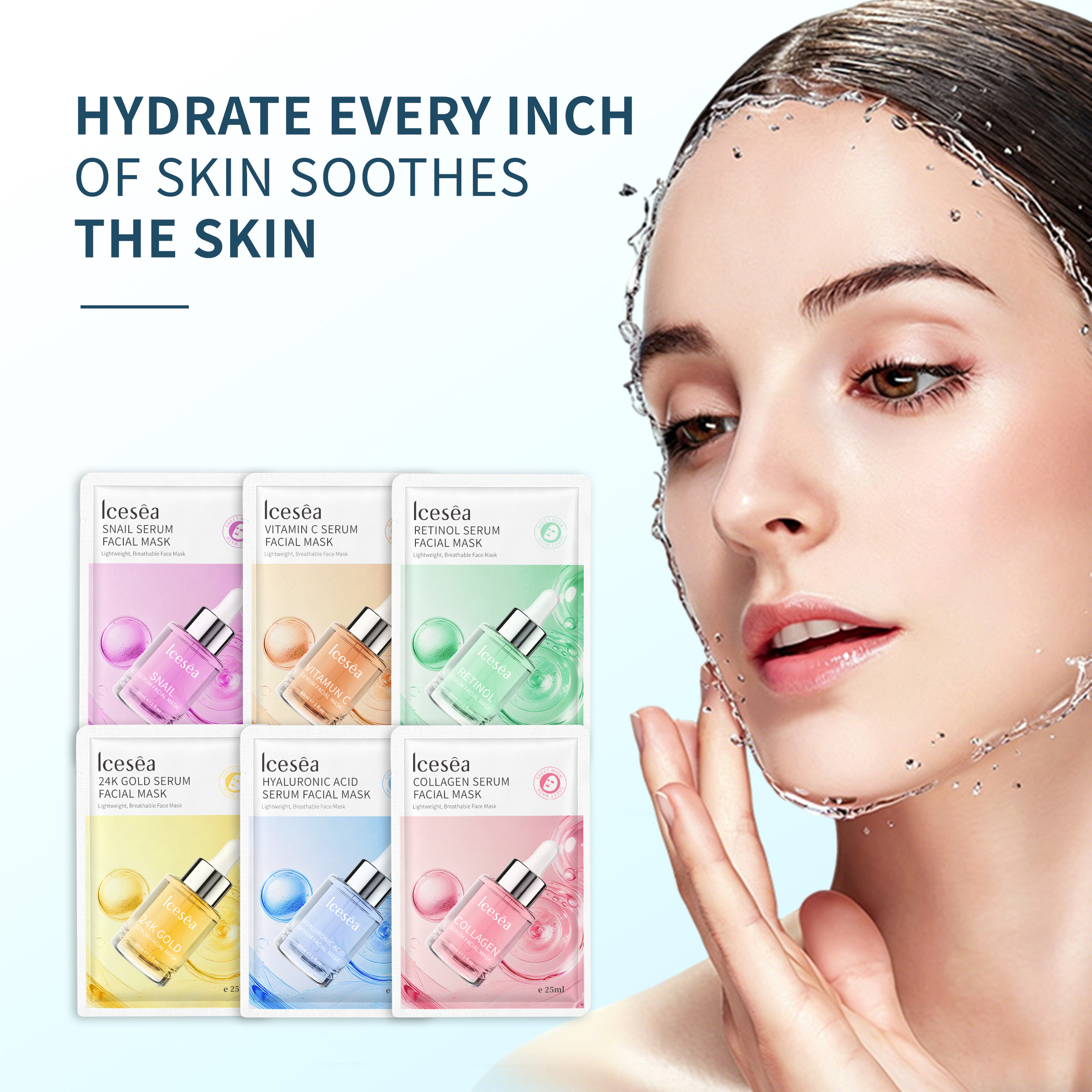 Icesea Sensitive Oily Combination Skin Hyaluronic Acid Vitamin C Brightening Nourishing Sheet Facial(pic1)