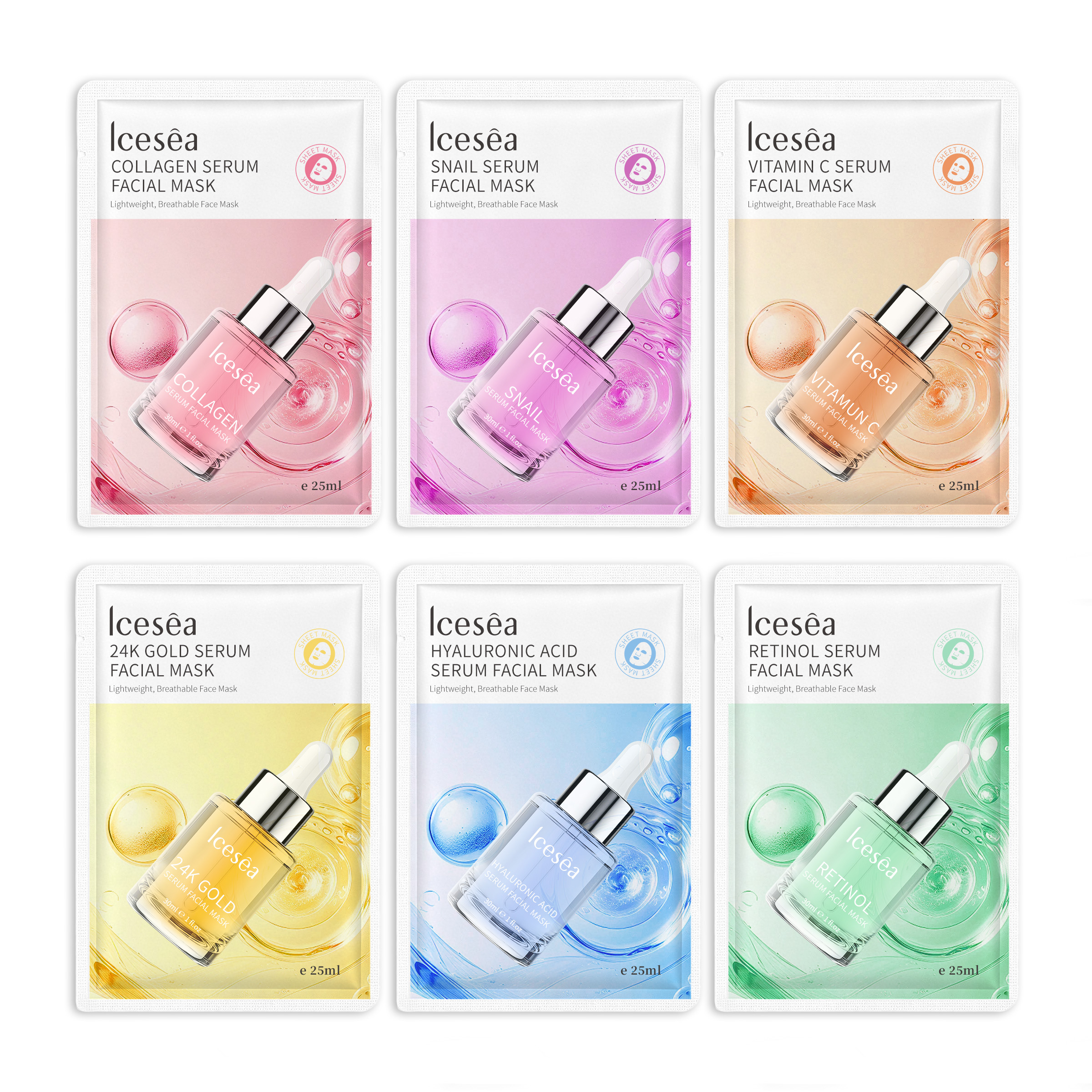 Icesea Sensitive Oily Combination Skin Hyaluronic Acid Vitamin C Brightening Nourishing Sheet Facial(pic4)