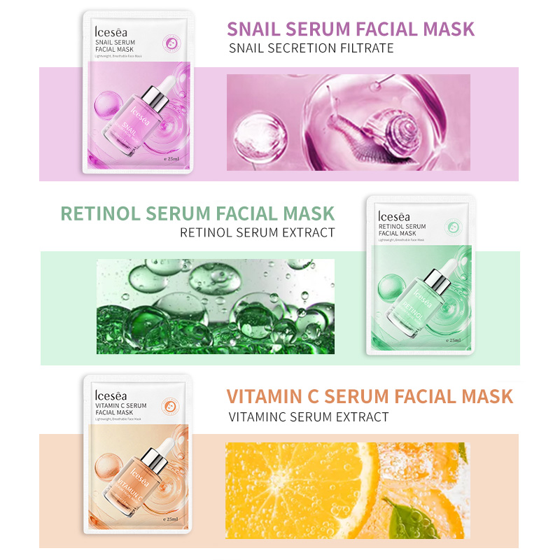 Icesea Sensitive Oily Combination Skin Hyaluronic Acid Vitamin C Brightening Nourishing Sheet Facial(pic3)