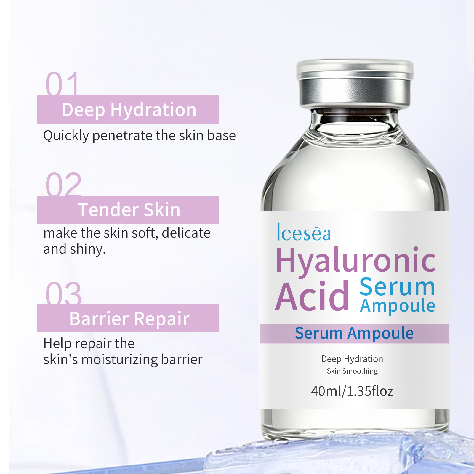 OEM Private Label Hyaluronic Acid Serum Ampoule - Deep Hydration Barrier Repair Moisturizing Skin Care Essence(pic3)