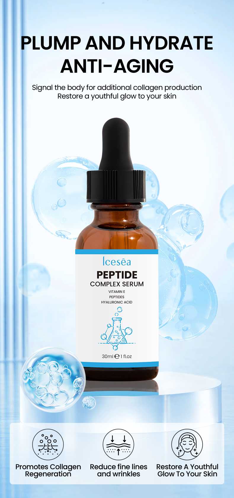 Icesea Peptide Complex Serum: Anti-wrinkle, Firming, and Reduces Fine Lines.(pic1)