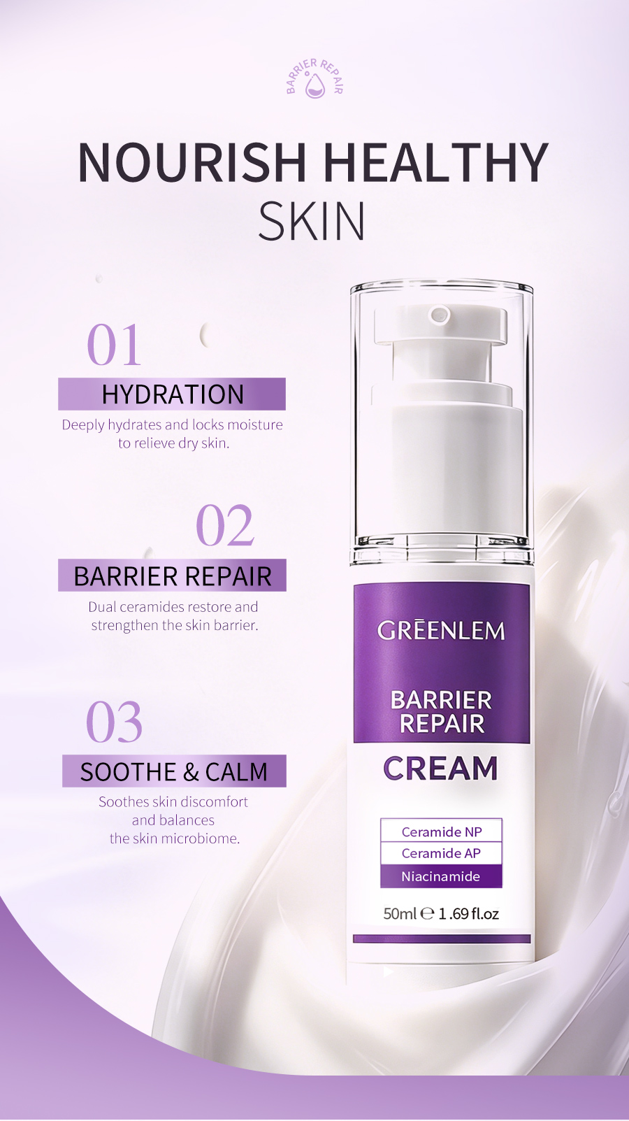 Moisturizing & Soothing Collagen Facial Cream Night Use for Facial Barrier Repair & Nourishing Firming(pic3)