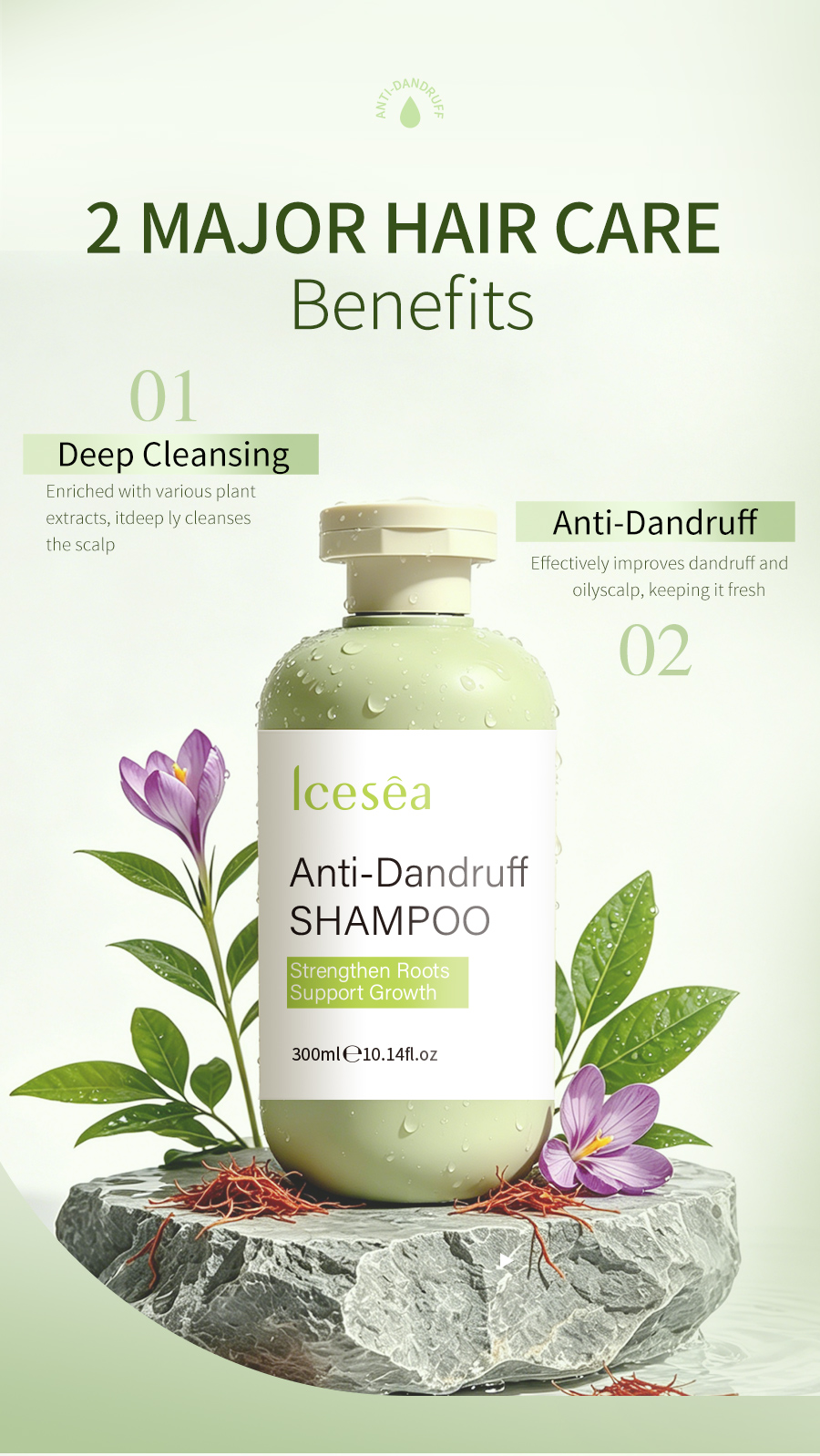 OEM Dandruff Control Shampoo Natural Koelreuteria Flower & Ganoderma Extract Soothing Scalp Care for Dry Itchy Scalp(pic3)