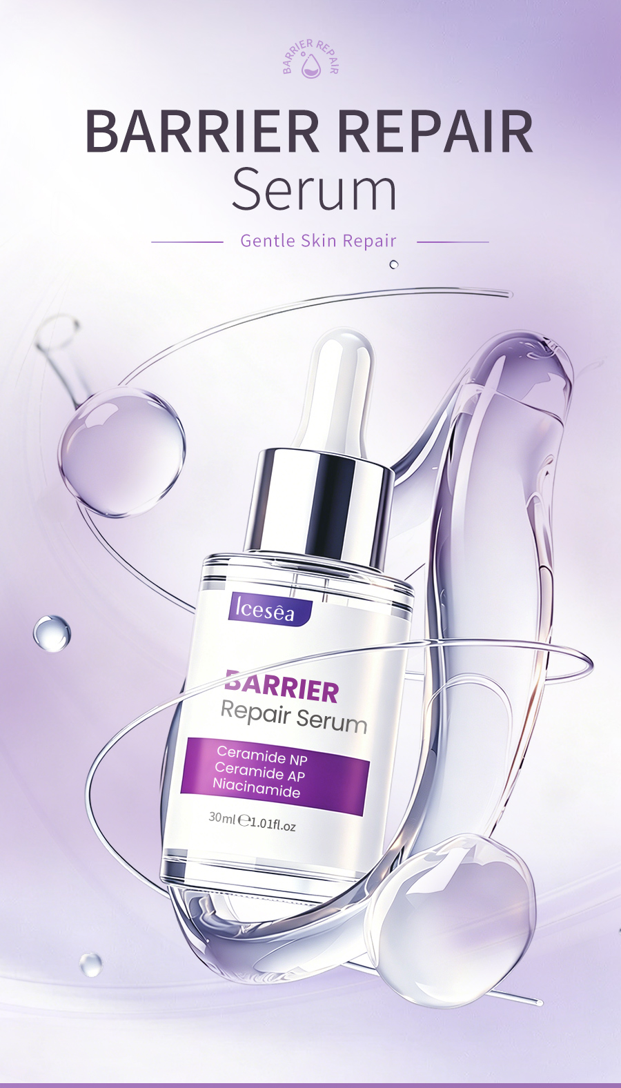 Private Label Barrier Repair Serum 30ml Ceramide Niacinamide OEM Skin Care(pic1)