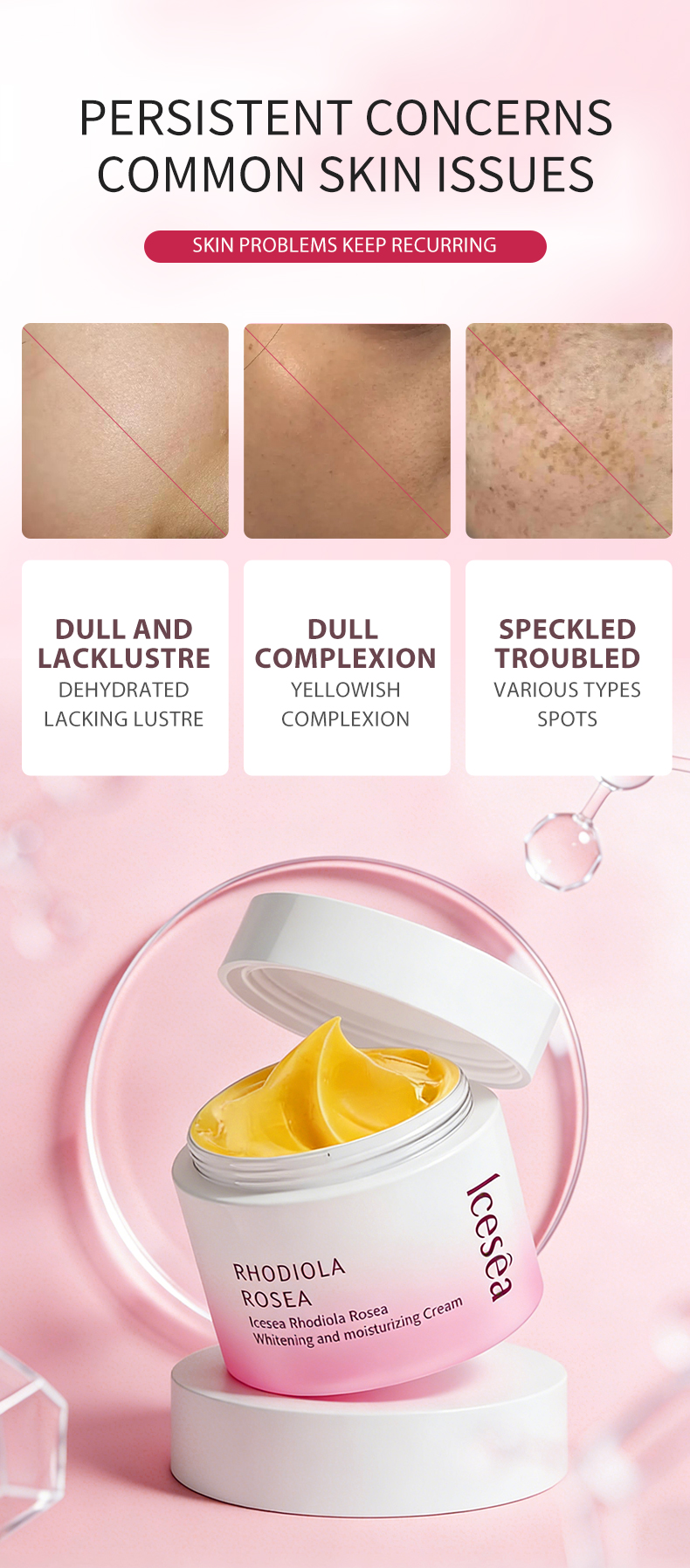 Icesea Rhodiola Rosea Moisturizing and Whitening Cream - Reduces Dark Spots(pic2)