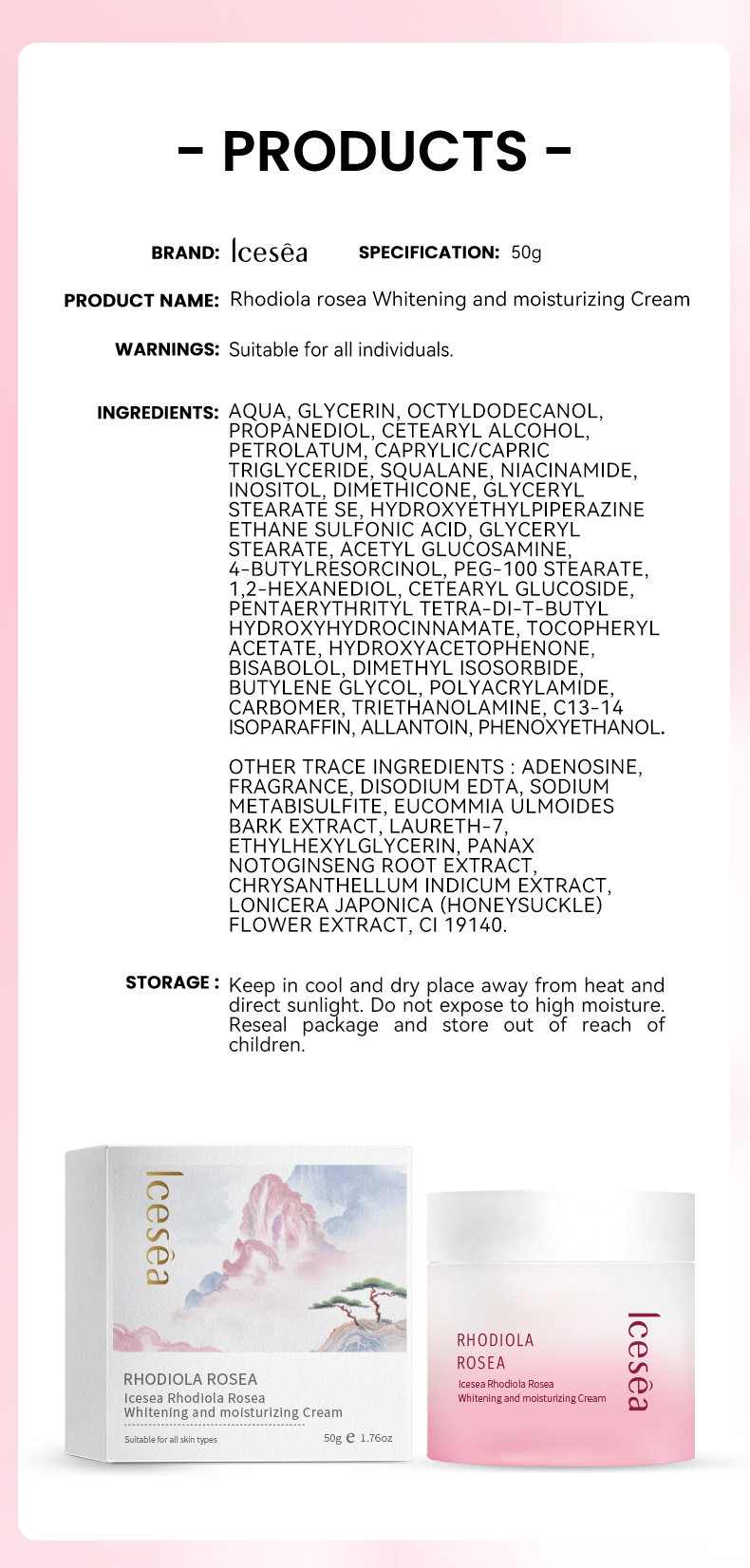 Icesea Rhodiola Rosea Moisturizing and Whitening Cream - Reduces Dark Spots(pic5)