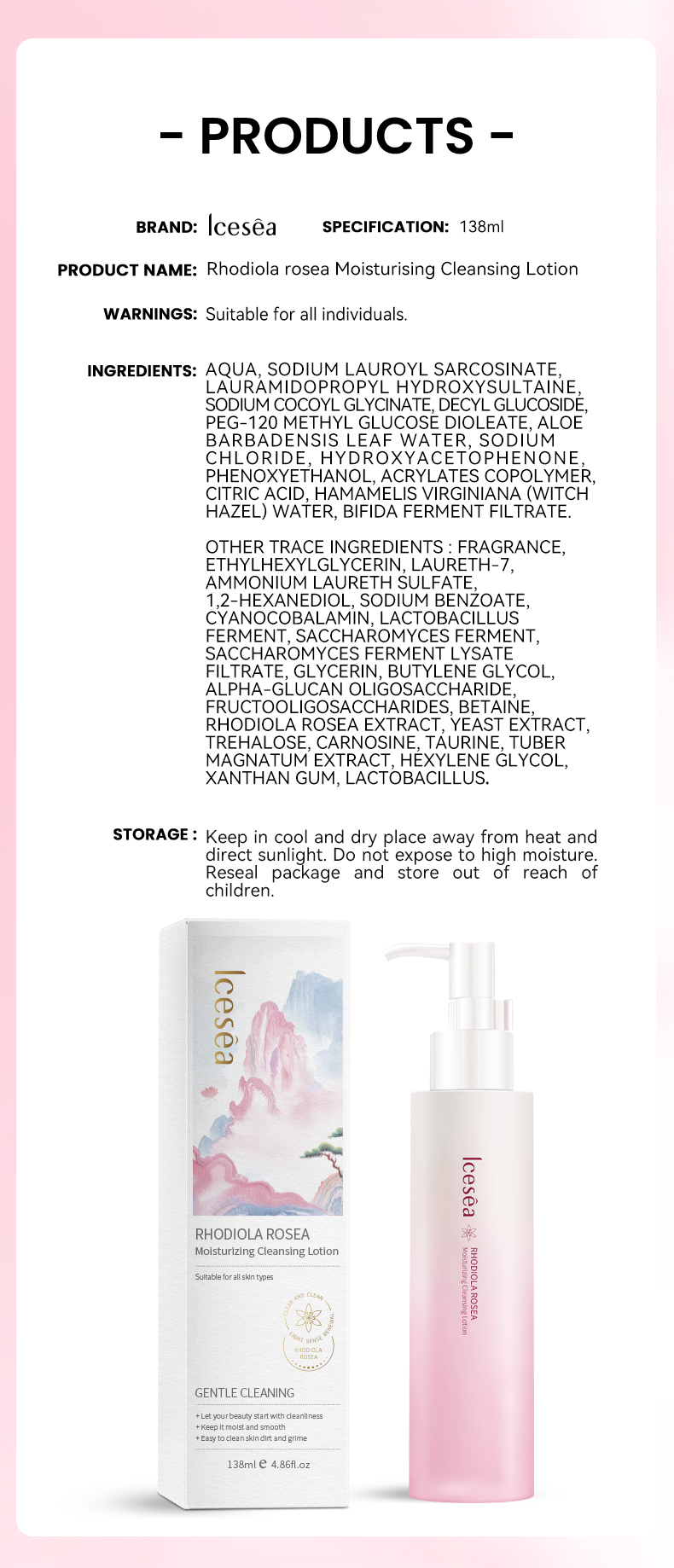 Icesea Rhodiola Rosea Moisturizing Cleansing Honey - Gentle and Non-irritating for Facial Cleansing.(pic5)