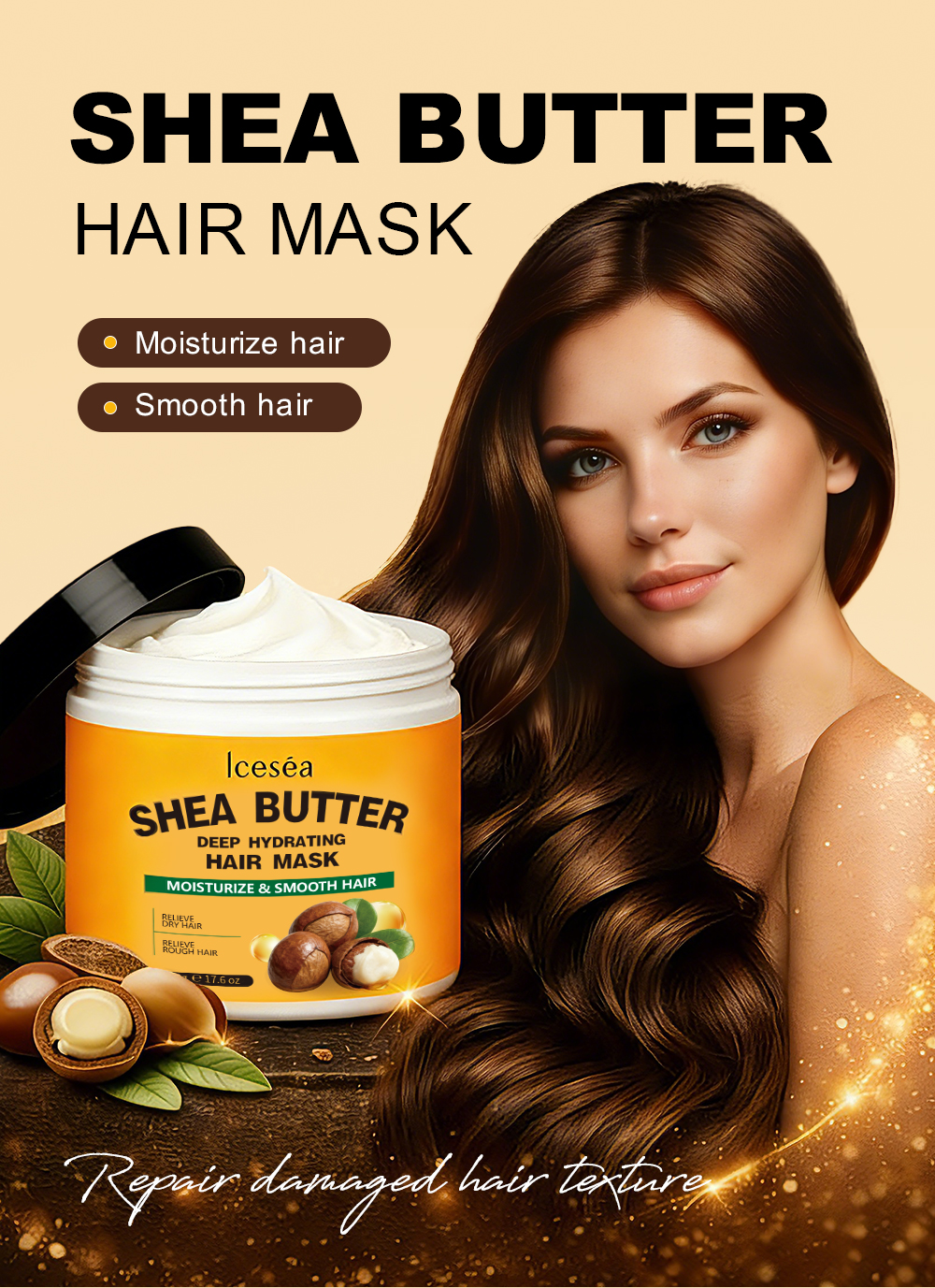 Private Label OEM Shea Butter Hair Mask Deep Hydrating Moisturizing & Smoothing Hair Care Treatment(pic1)