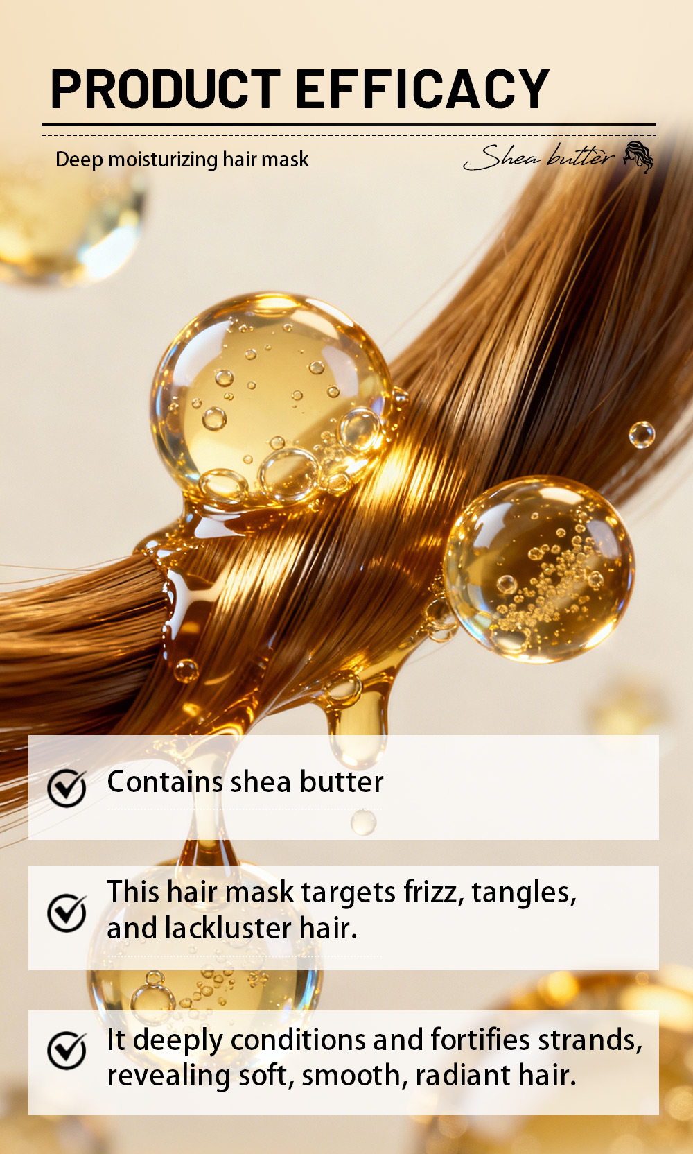 Private Label OEM Shea Butter Hair Mask Deep Hydrating Moisturizing & Smoothing Hair Care Treatment(pic4)